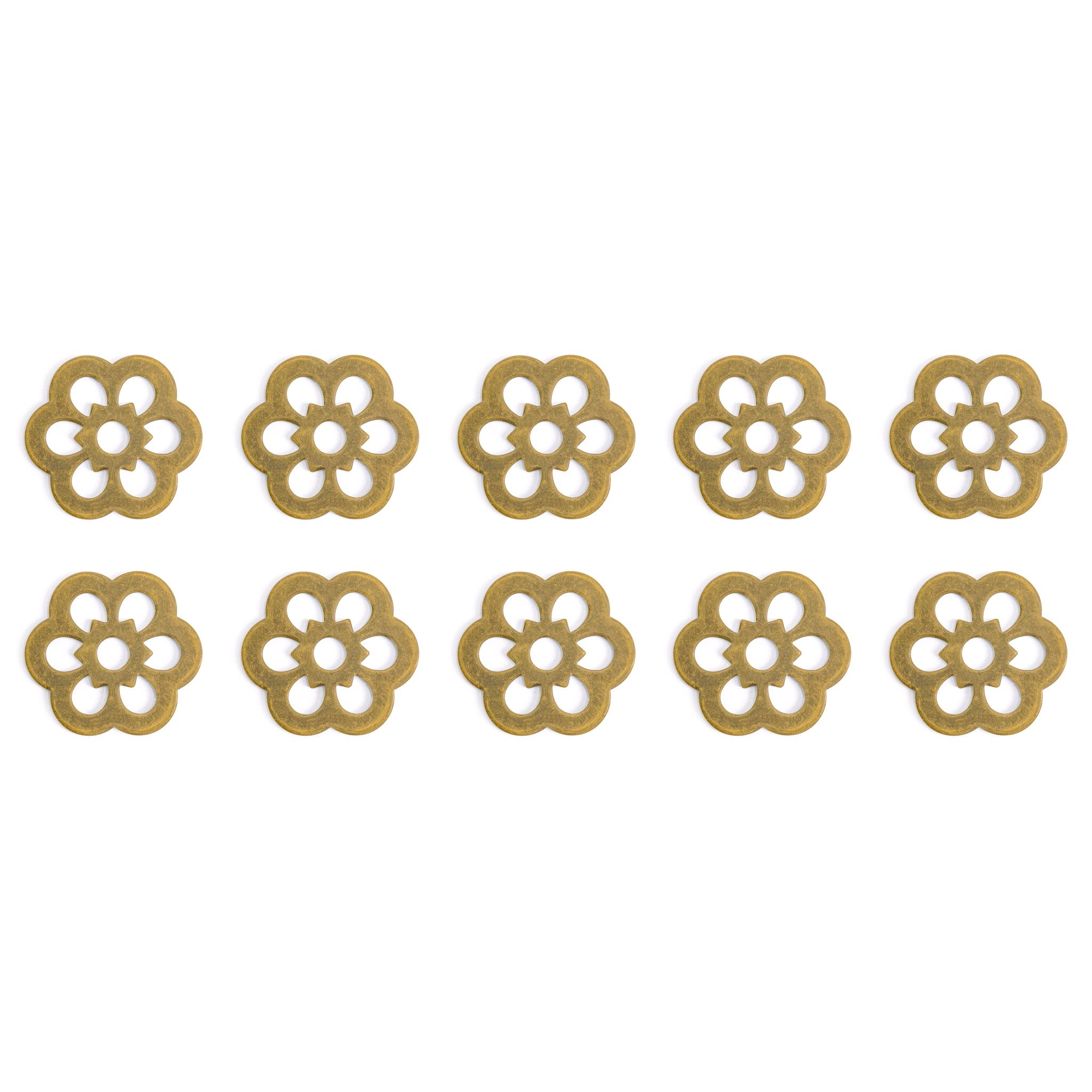 Brass Clover Washers 1.3" - Set of 10-Chinese Brass Hardware