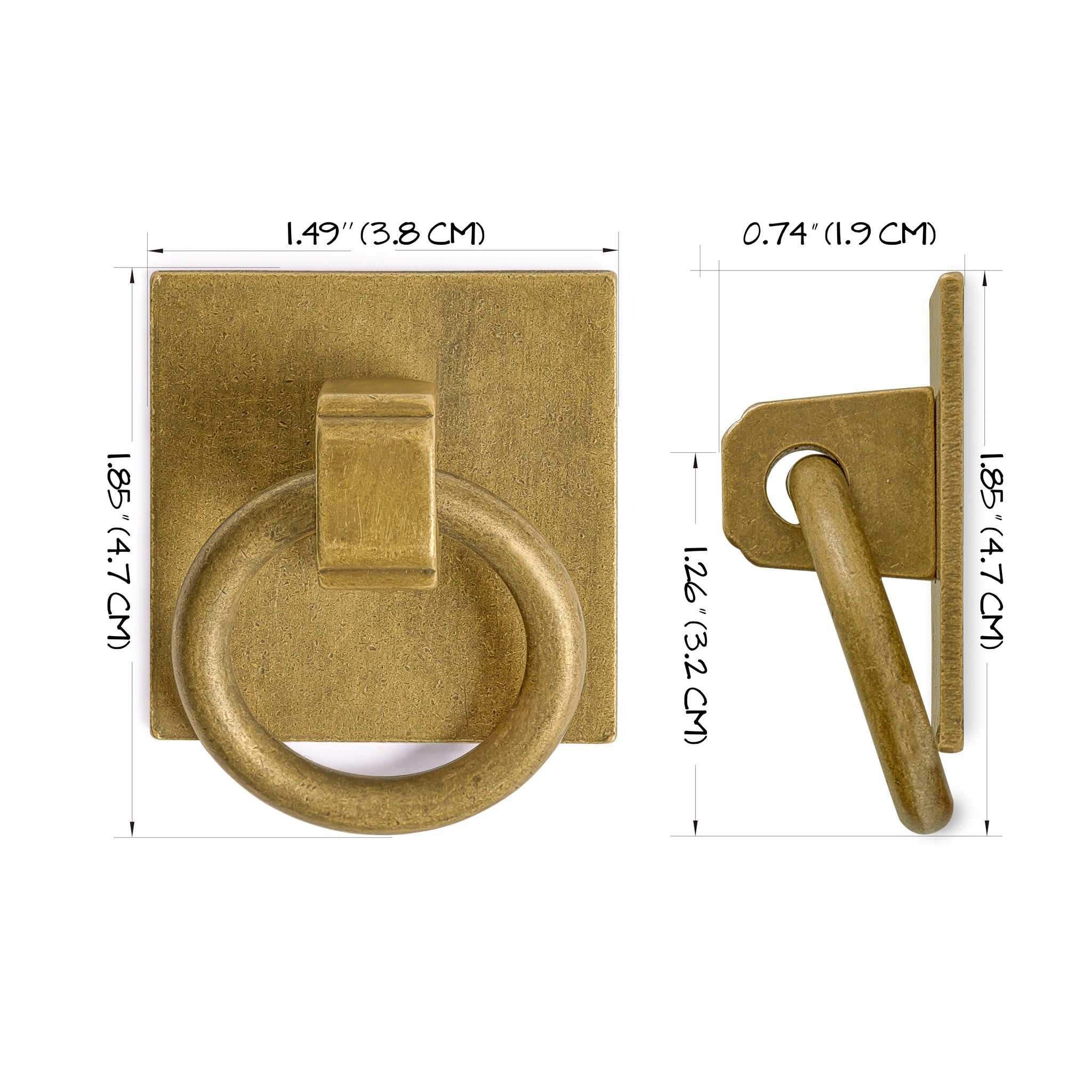 Brass Ring Plate Pulls 1.9" - Set of 2-Chinese Brass Hardware