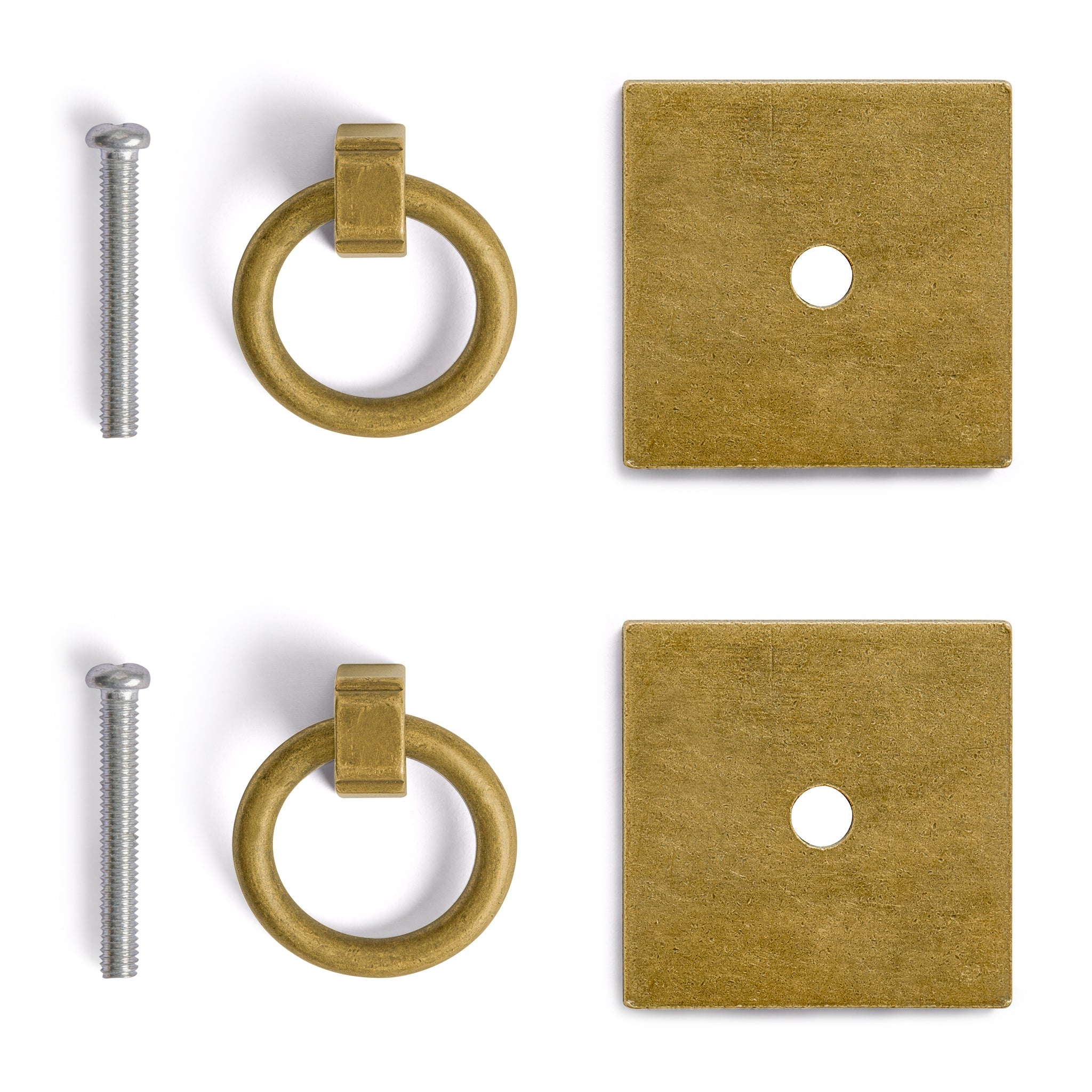 Brass Ring Plate Pulls 1.9" - Set of 2-Chinese Brass Hardware