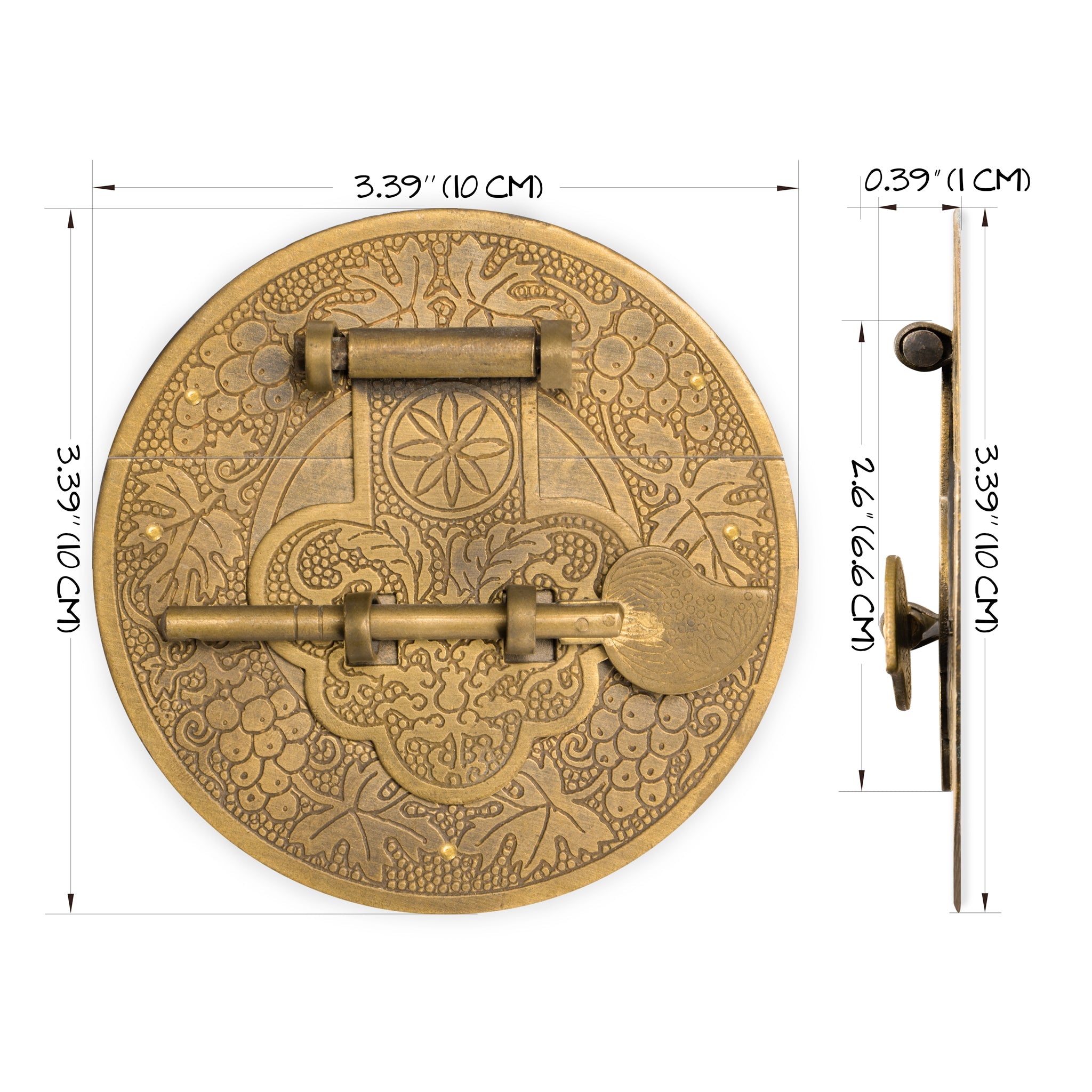 Longevity Plate Chest Box Latch Decorative 3.4"-Chinese Brass Hardware