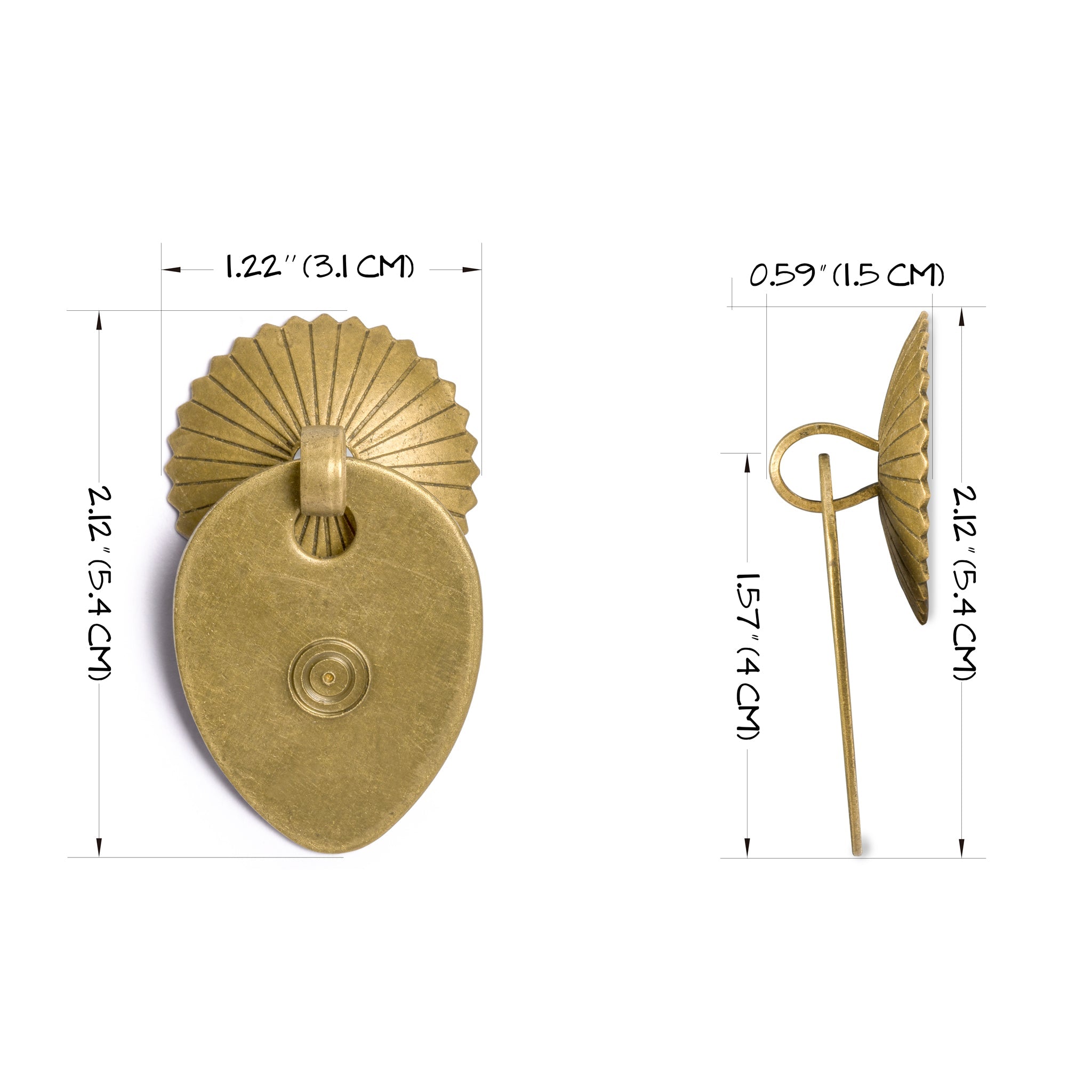 Melon Seed Brass Hardware Pulls 2.1" - Set of 2-Chinese Brass Hardware