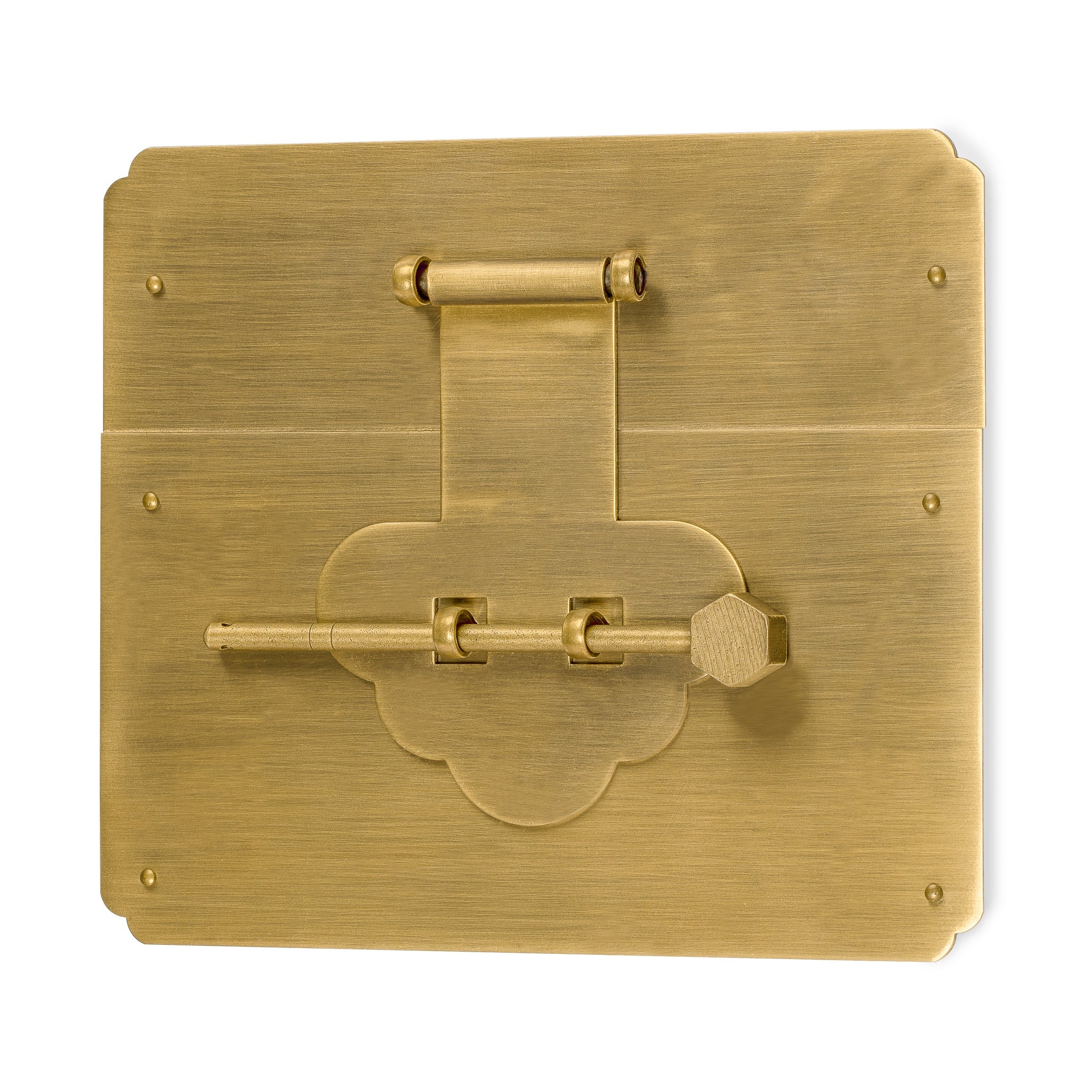 Mushroom Square Chest Box Face Plate Latch (5.5"x 6.3")-Chinese Brass Hardware