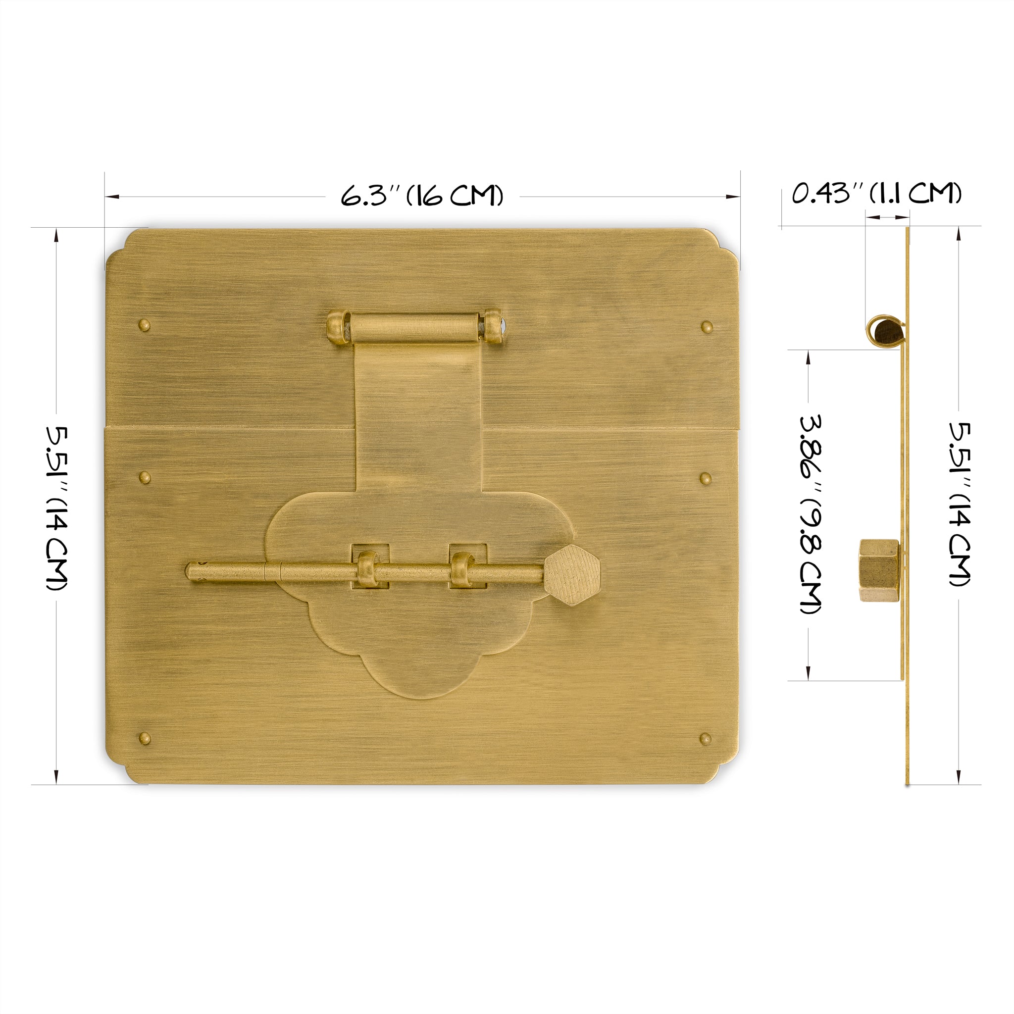 Mushroom Square Chest Box Face Plate Latch (5.5"x 6.3")-Chinese Brass Hardware